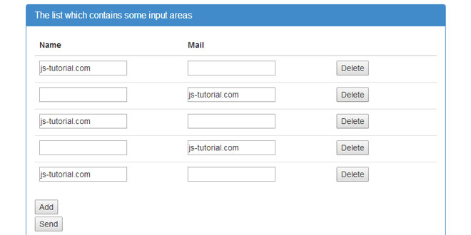 jQuery add-input-area -  Add or delete Form elements