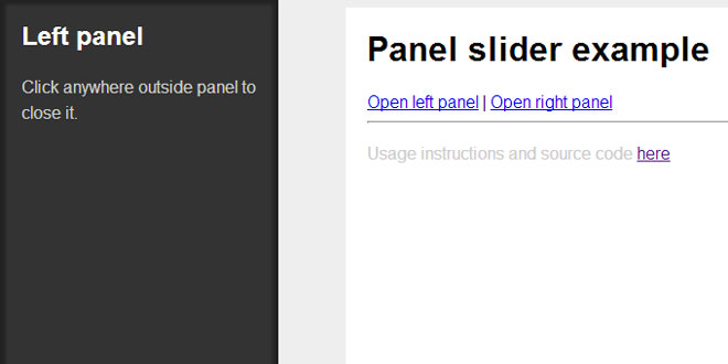 jQuery Side panel slider plugin