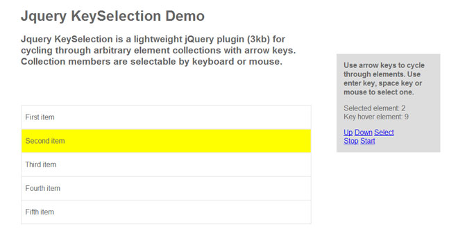 jQuery keySelection -  Cycling through arbitrary element collections