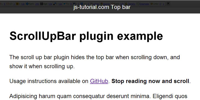 Scroll up bar Plugin