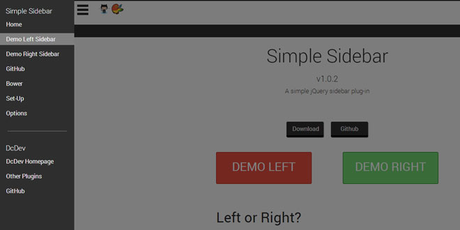 Simple Sidebar - A simple jQuery sidebar plugin
