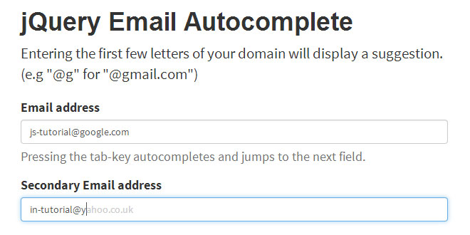 jQuery Email Autocomplete