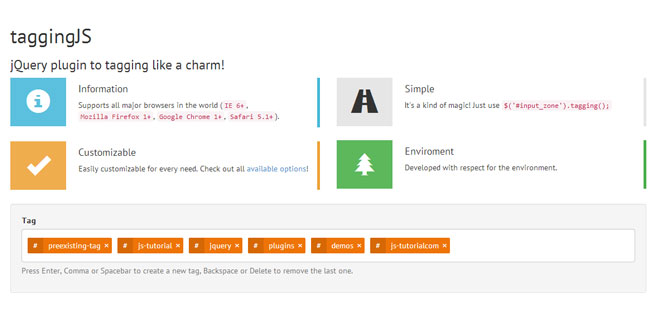 taggingJS - jQuery plugin to tagging like a charm