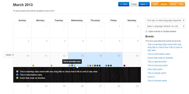 Bootstrap Calendar - Full view calendar