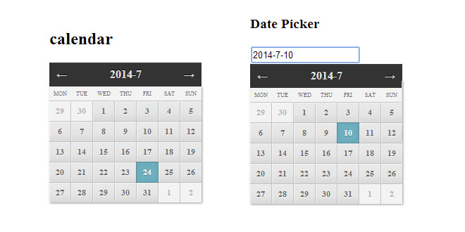 jQuery calendar - Simple calendar and date picker