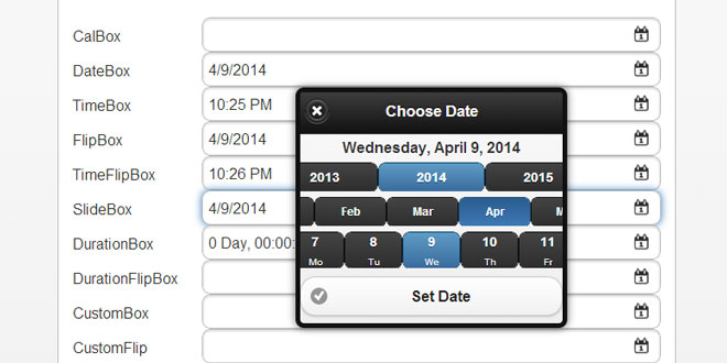 jQueryMobile DateBox - Date and Time Picker plugin