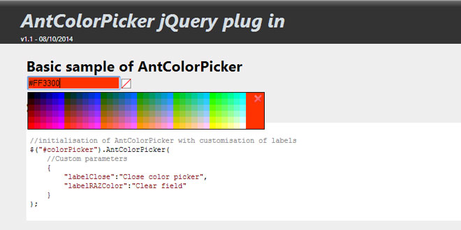 AntColorPicker - jQuery color picker plug-in